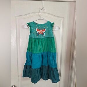 Mini Boden Girls Tiered Colorblock Butterfly Dress Sz 6-7Y. D-1230